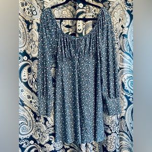 💙💐Long Sleeve Blue Floral Dress💐💙